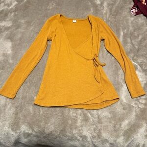 Old Navy Women's Mustard Long Sleeve Wrap Top
